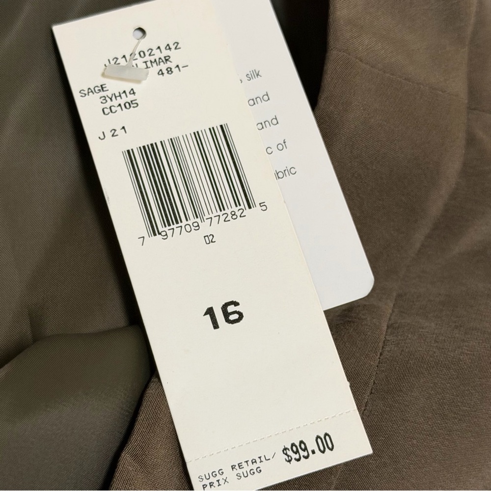 JONES NEW YORK 100% Silk Straight Leg Trousers Pants Brown Lined Sz 16 NWT - Picture 6 of 9